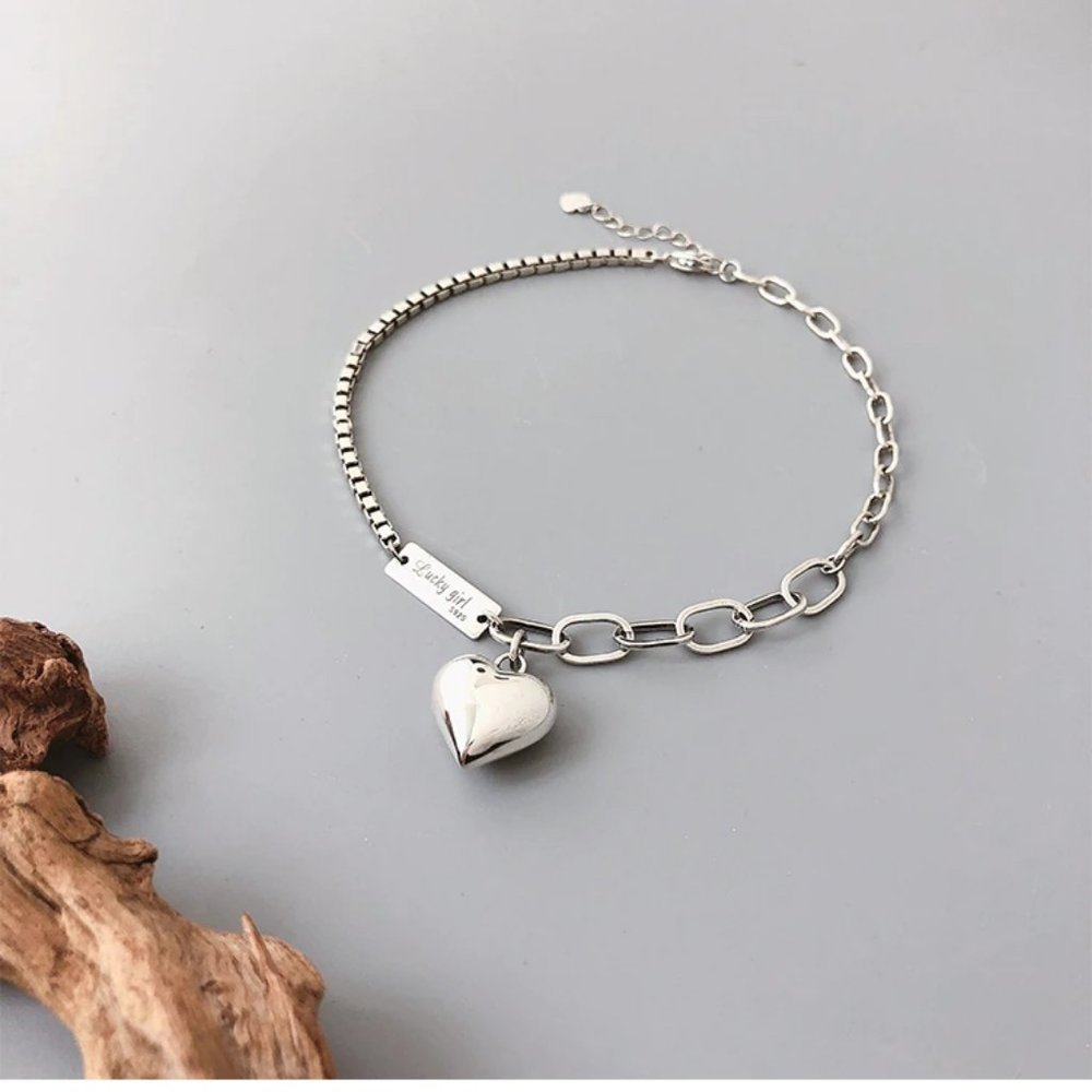 *NEW 925 Sterling Silver Heart Link Chain Anklet - Picture 12 of 13